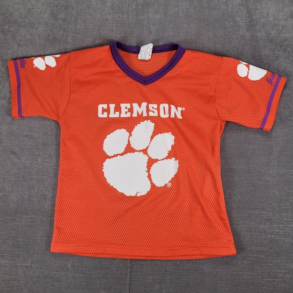 Franklin Clemson Tigers Jersey Mesh Football Orange Purple Kids Size M - Picture 1 of 8